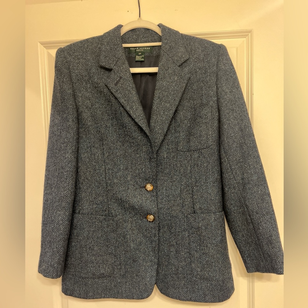 Ralph Lauren Blue/Gray Herringbone Blazer